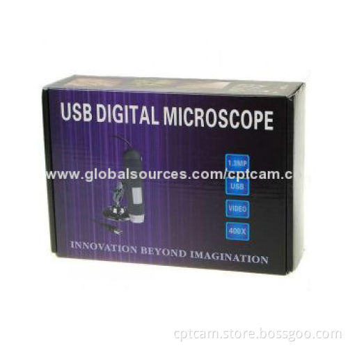 20 to 400x, 1.3MP Pocket Electronic Digital USB Microscope with 8 LEDs